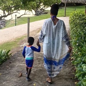 CUPSHE Chiffon Printed White Cover Up - ONE SIZE / Blue/ White